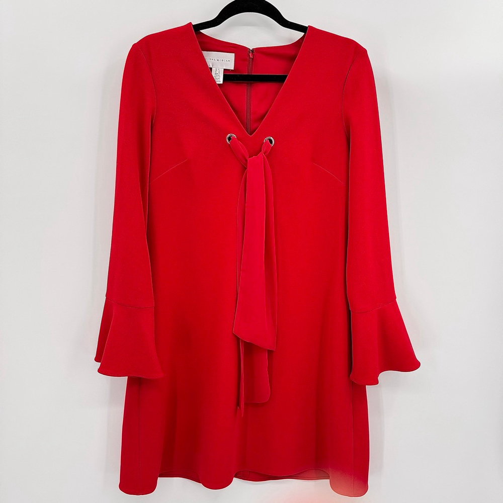 Red Swing Dress Donna Morgan V Neck Party Special Occasion Siren Size 8